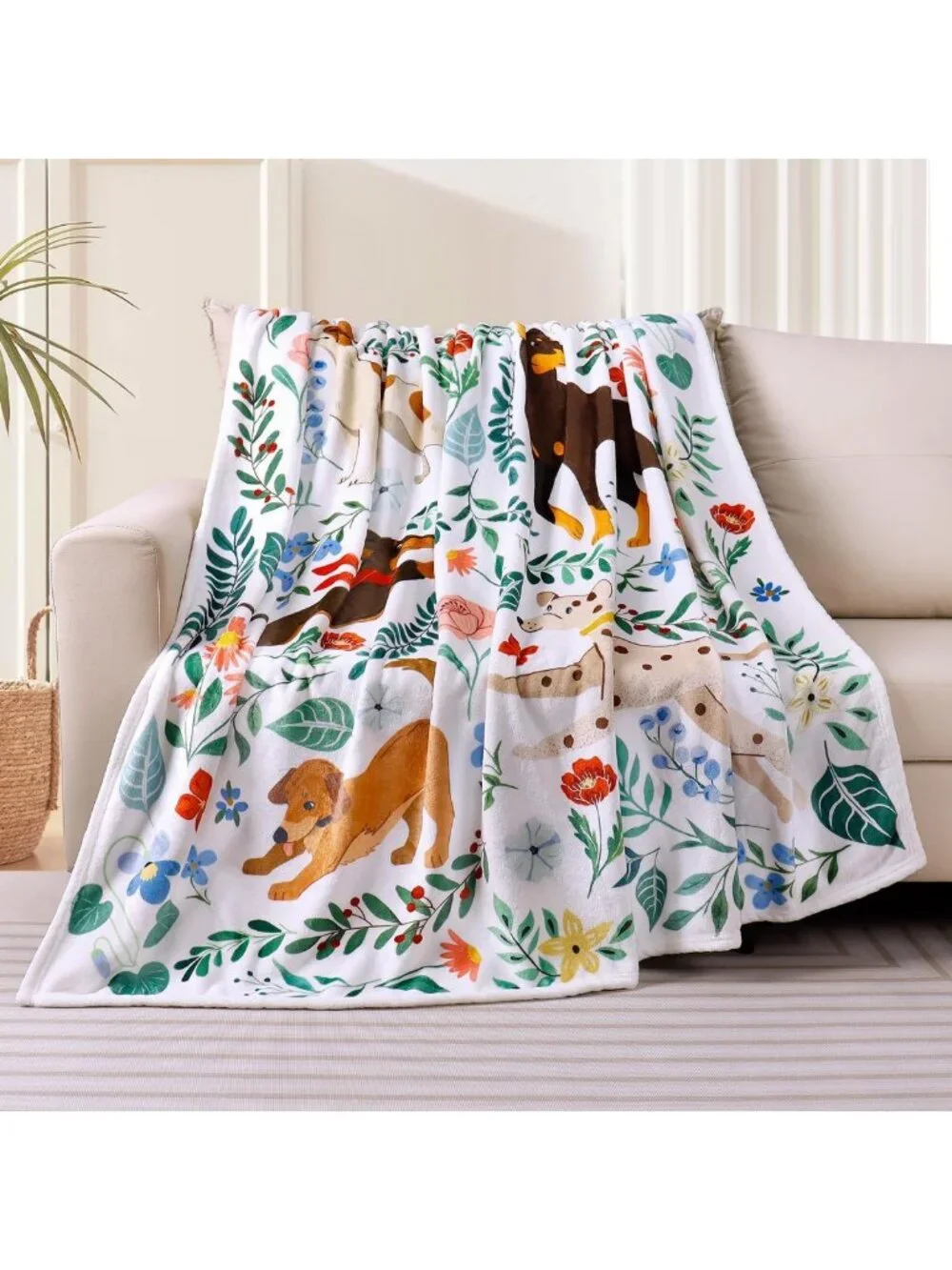 Ultra Soft Floral Dog Blanket - Cozy Fleece Throw for Dog Lovers, 50